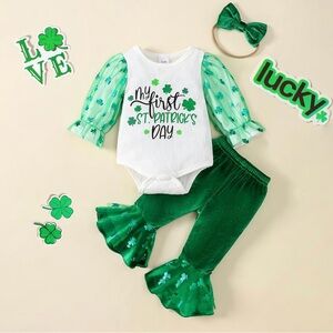 St. Patrick's Day Baby Outfit with Green Ruffle Pants